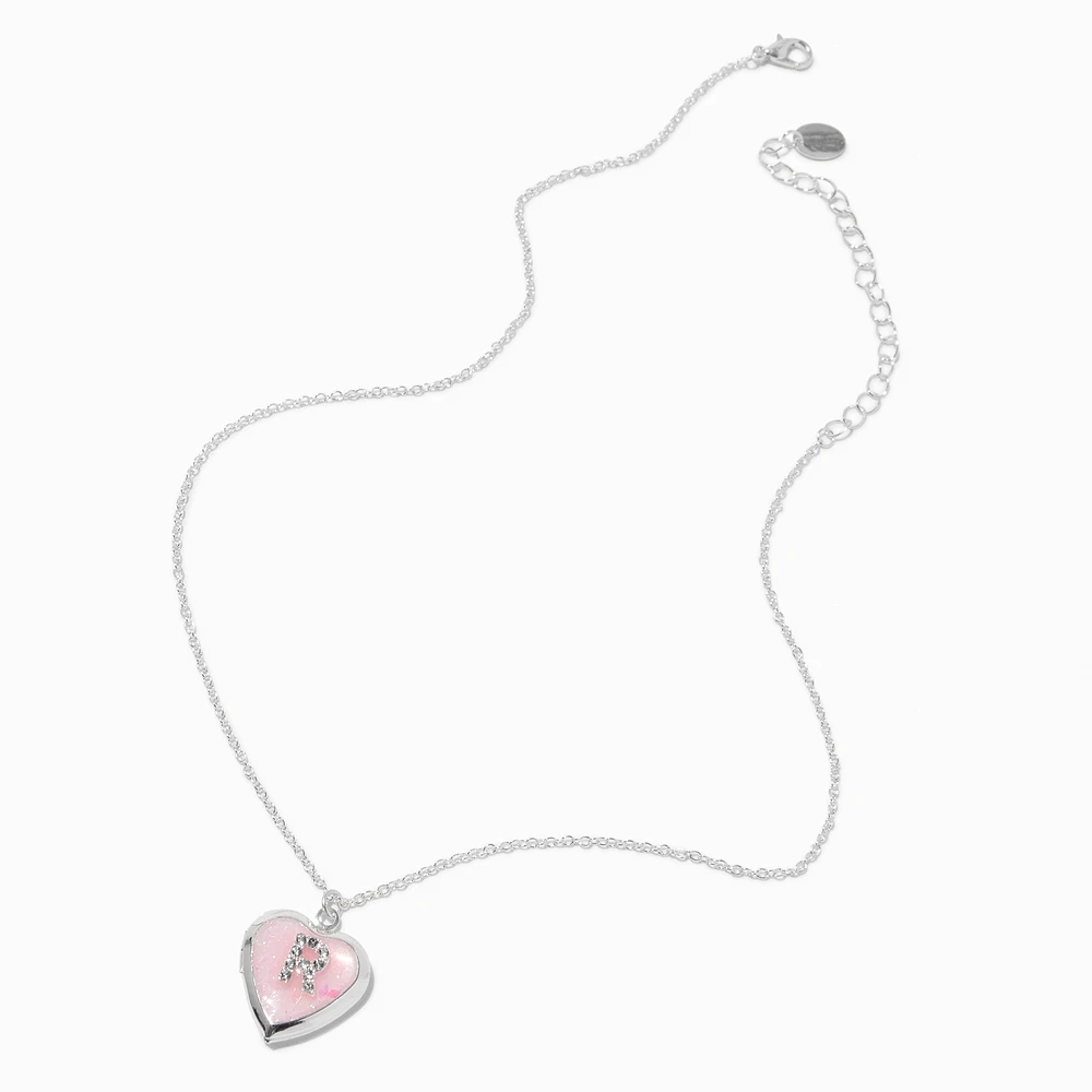 Pink Embellished Initial Glitter Heart Locket Necklace - R