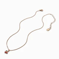 Gold-tone Crystal Dainty Cherry Pendant Necklace
