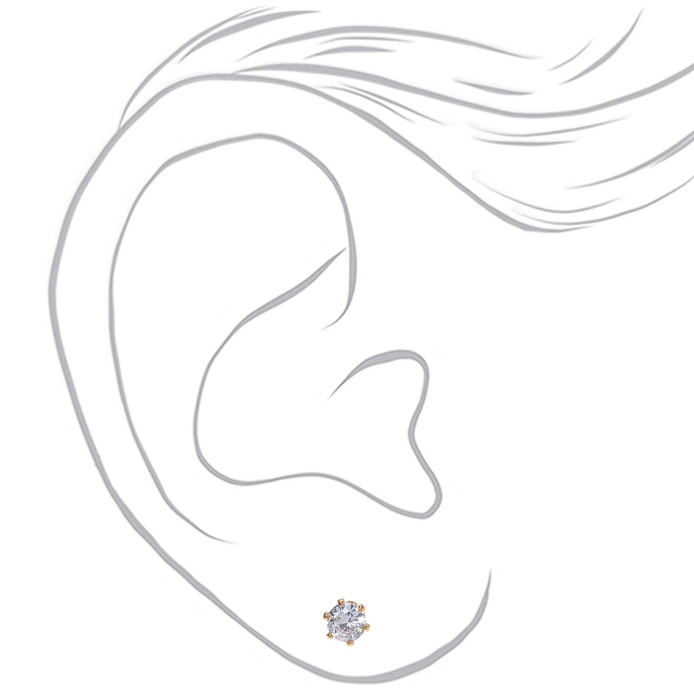 C LUXE by Claire's 18kt Gold Plated Cubic Zirconia 4mm Round Stud Earrings