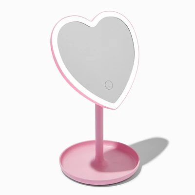 Pink Heart Light-Up Stand Mirror