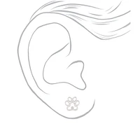 Silver-tone Paw Print Stud Earrings