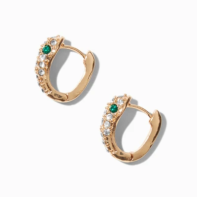 Gold-tone Pavé Snake Huggie Hoop Earrings