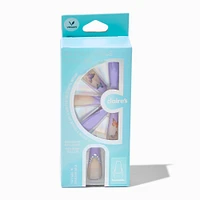 Butterfly French Tip Bling Squareletto Vegan Faux Nail Set