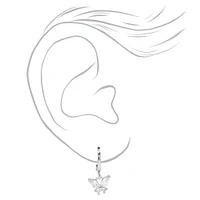 Silver Butterfly Huggie Hoop Earrings