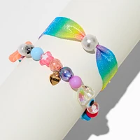 T H E M E x Claire's Beaded Mixed Media Bracelet Set - 2 Pack