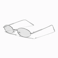 Silver Slim Oval Clear Lens Frames