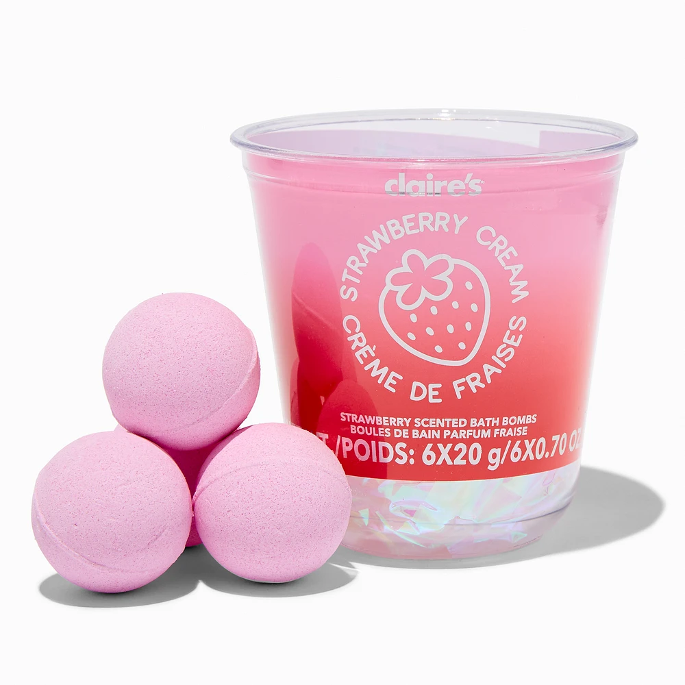 Strawberry Cream Scented Bath Bomb Set - 6 Pack