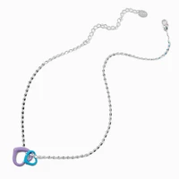 Purple & Blue Enamel Double Heart Pendant Necklace