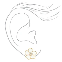 White Flower Clip-On Earrings