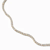 Gold-tone Cubic Zirconia Wiggle Tennis Choker Necklace