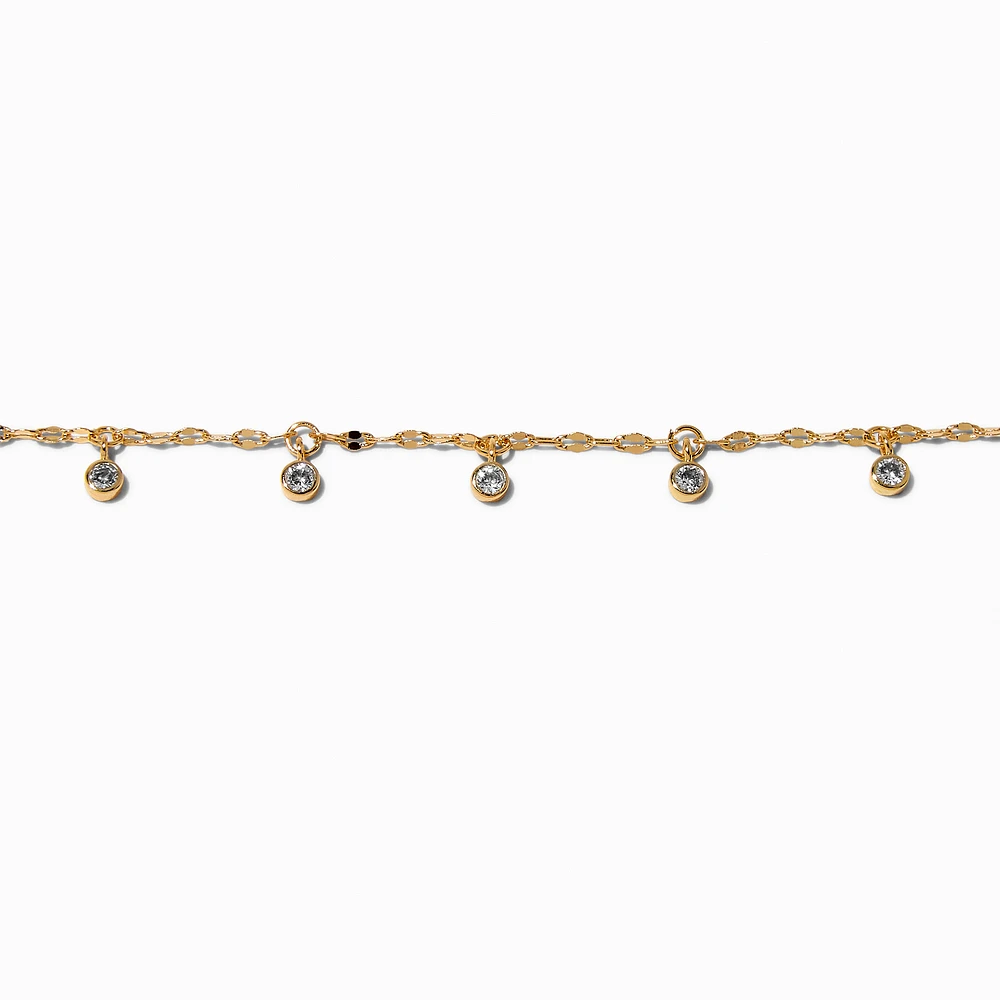 Gold-tone Cubic Zirconia Dainty Confetti Charm Bracelet