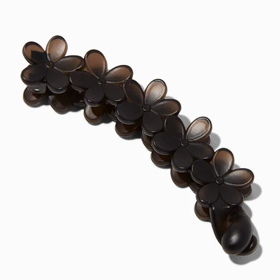 Matte Black Flower Banana Hair Claw Clip