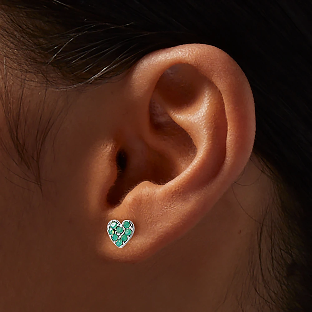 Pastel Crystal Heart Stud Earrings - 9 Pack 