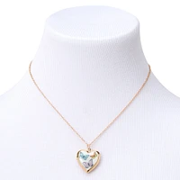 Gold Butterfly Heart Locket Pendant Necklace