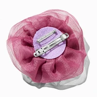 Large Purple Organza Rosette Flower Hair Clip