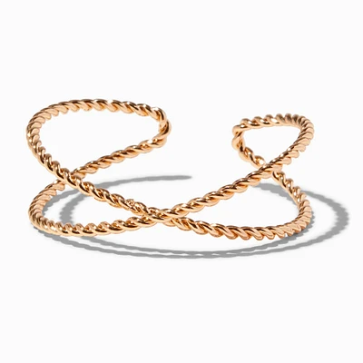 Gold-tone Twisted Rope X Cuff Bracelet 