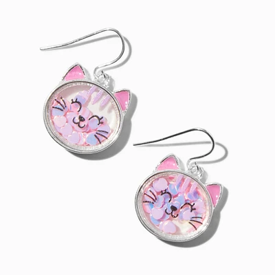 Pink Cat Shaker Drop Earrings