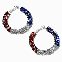 Red, White, & Blue Crystal Hoop Earrings