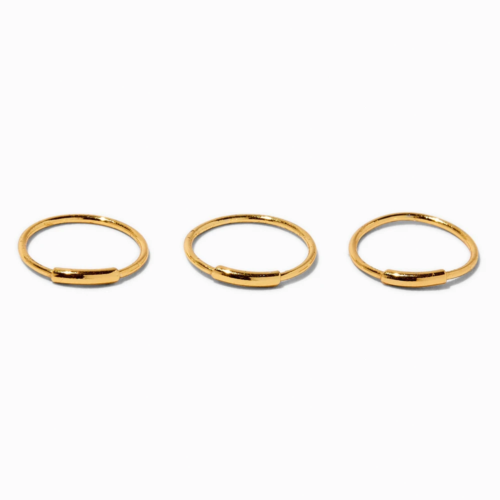 22G Gold-tone Sterling Silver Bar Hoop Nose Rings - 3 Pack