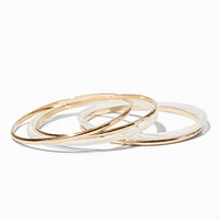 Gold-tone & Clear Resin Bangle Bracelets - 5 Pack