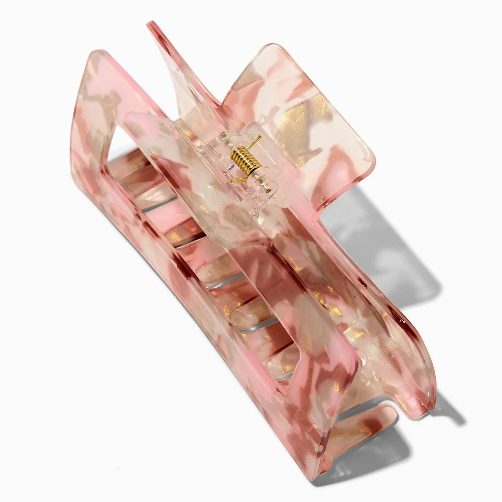 Coral Tortoiseshell Rectangular Hair Claw