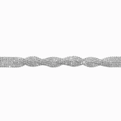 Silver-tone Crystal Pavé Braided Twist Choker Necklace 