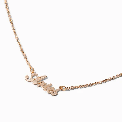 Gold-tone Script Zodiac Pendant Necklace - Aries