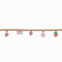 Gold-tone Strawberry Charm Curb Bracelet