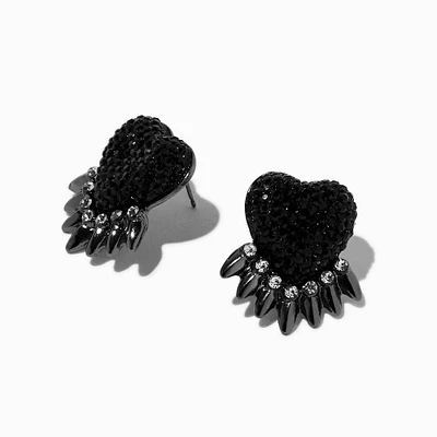 Black Heart Spike Stud Earrings 
