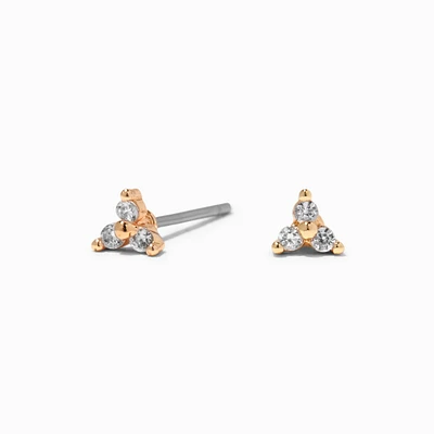 Gold-tone Cubic Zirconia Trio Stud Earrings