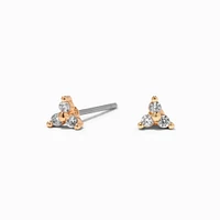 Gold-tone Cubic Zirconia Trio Stud Earrings