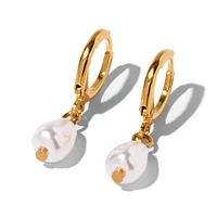 C LUXE by Claire's 18kt Gold Plated 10mm Pearl Clicker Hoop Earrings
