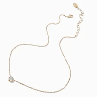 Gold-tone Cubic Zirconia Round Pendant Necklace