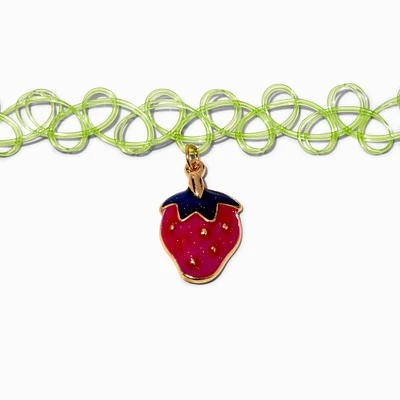 Strawberry Mood Pendant Tattoo Choker Necklace