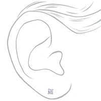 Silver-tone Cubic Zirconia 4mm Square Stud Earrings