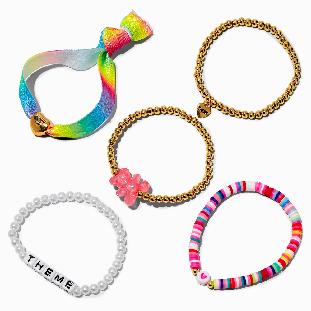 T H E M E x Claire's Rainbow Glow in the Dark Bracelet Set - 5 Pack