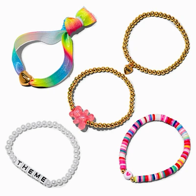 T H E M E x Claire's Rainbow Glow in the Dark Bracelet Set - 5 Pack