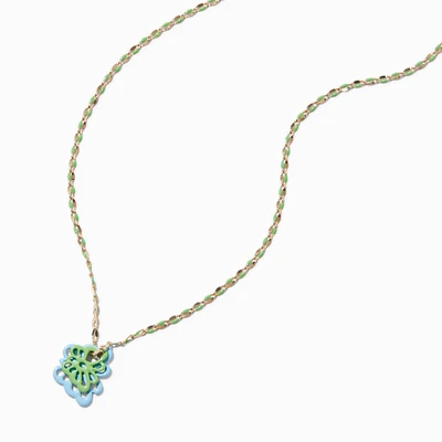 Green & Blue Butterfly Pendant Necklace