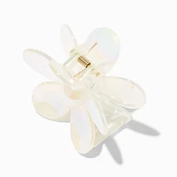 White Iridescent Medium Flower Hair Claw
