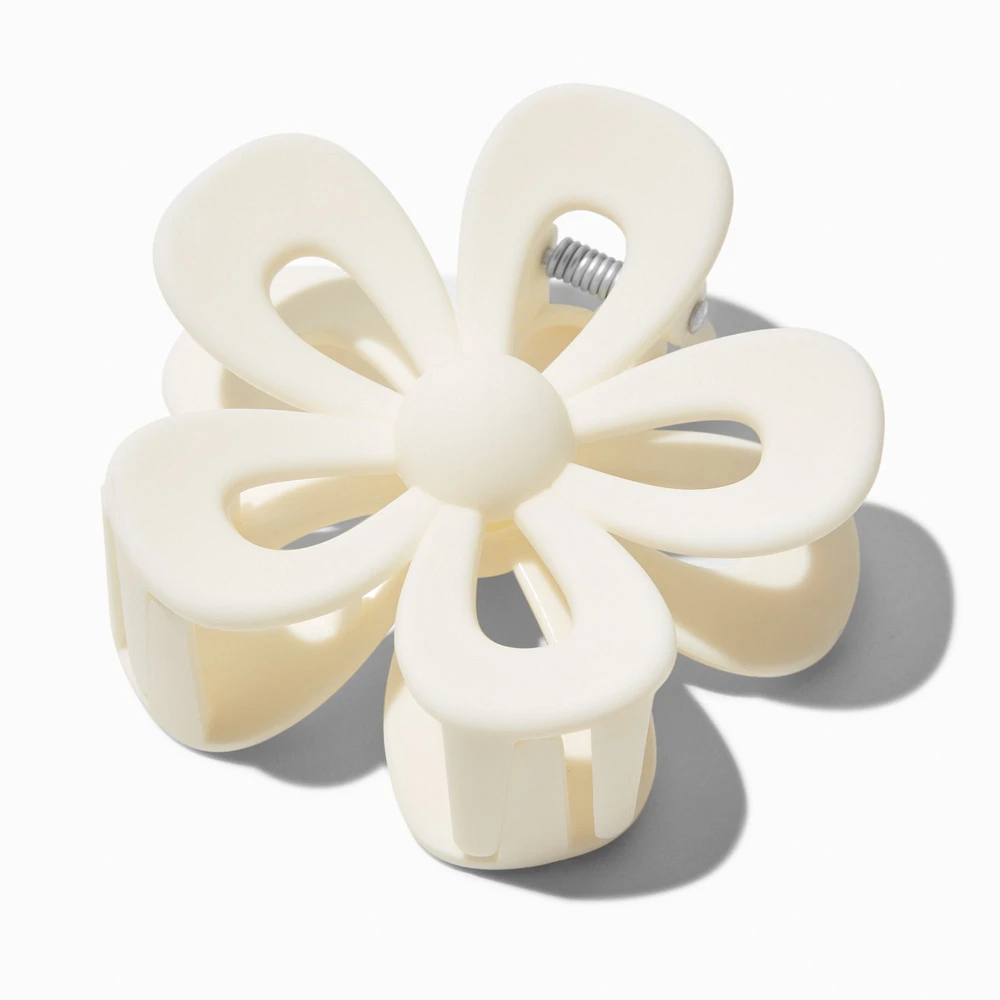 White Open Flower Hair Claw