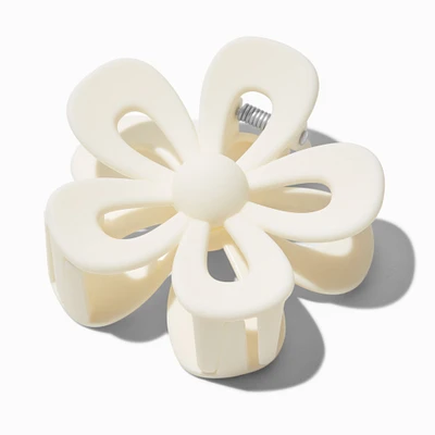 White Open Flower Hair Claw