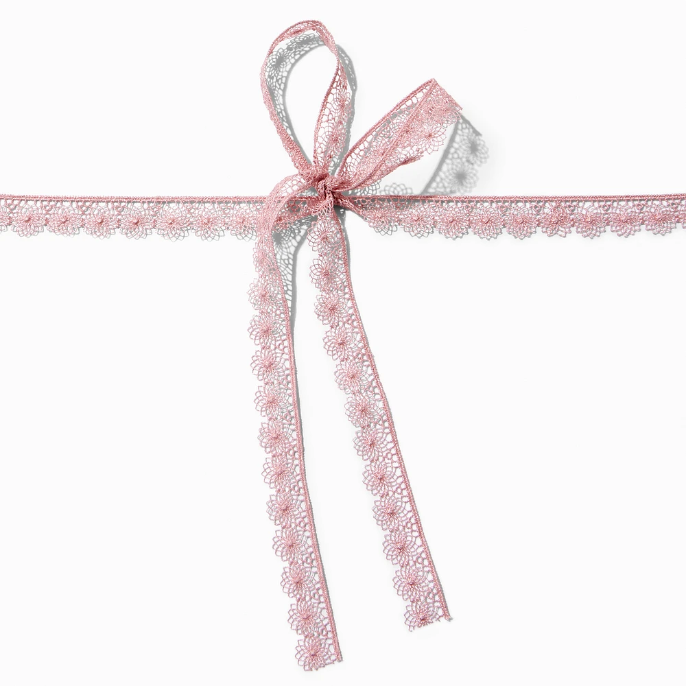 Pink Lace Bow Choker Necklace