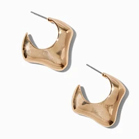 Gold-tone Thick Melty Hoop Earrings 