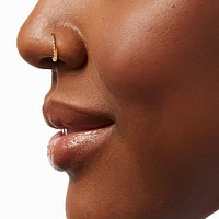 20G Gold-tone Stainless Steel Pearl Clicker Nose Hoop 