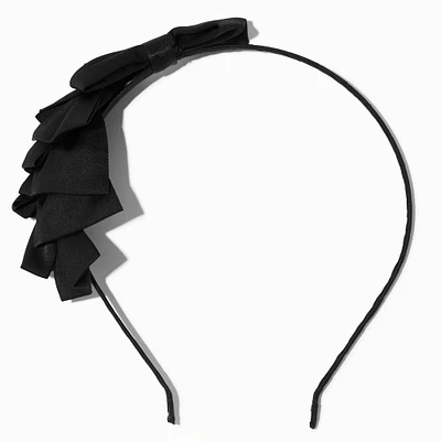 Black Skinny Silky Bow Headband 