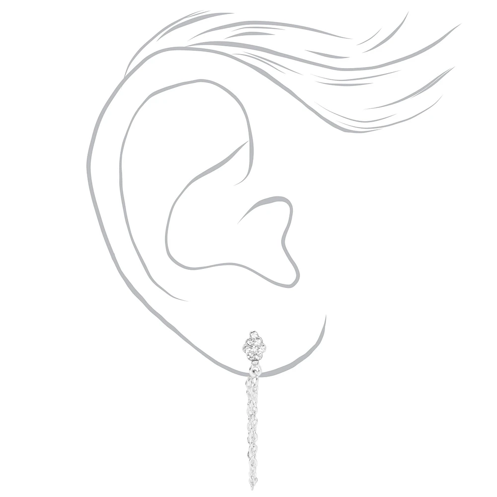Silver Fancy Crystal Mixed Earrings - 9 Pack