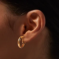 Gold Tube 20mm Clip-On Hoop Earrings