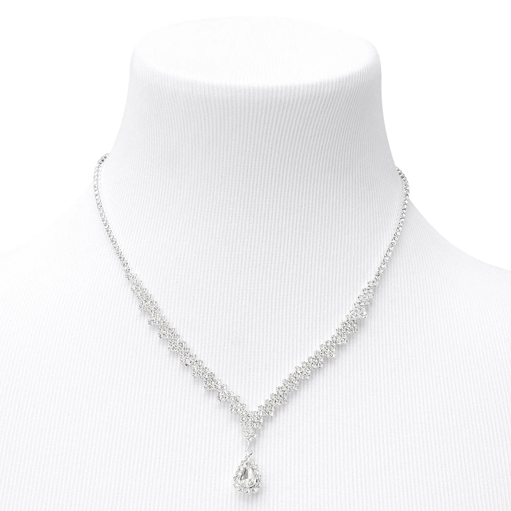 Silver Cubic Zirconia Teardrop Jewelry Set - 3 Pack