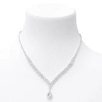 Silver Cubic Zirconia Teardrop Jewelry Set - 3 Pack