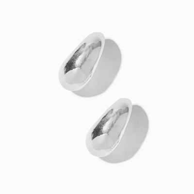 Silver-tone Bean 15mm Hoop Earrings